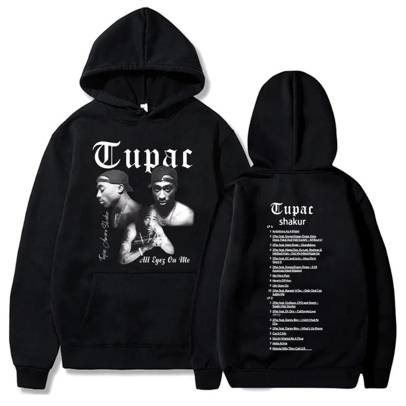 Felpa con Cappuccio Tupac Shakur Uomo Donna Stampa Grafica All Eyez on Me Felpa con Cappuccio Hip Hop Rapper Ritratto Pullover Streetwear Felpa Casual per Fan Regalo