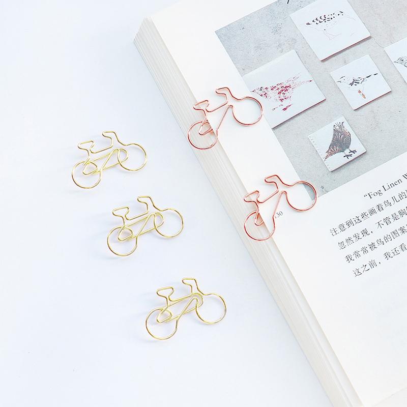 100pc Creative Imitation Gold Bicycle Paper Clip Office Stationery Paper Clip Shaped Metal Bicycle Paper Clip
