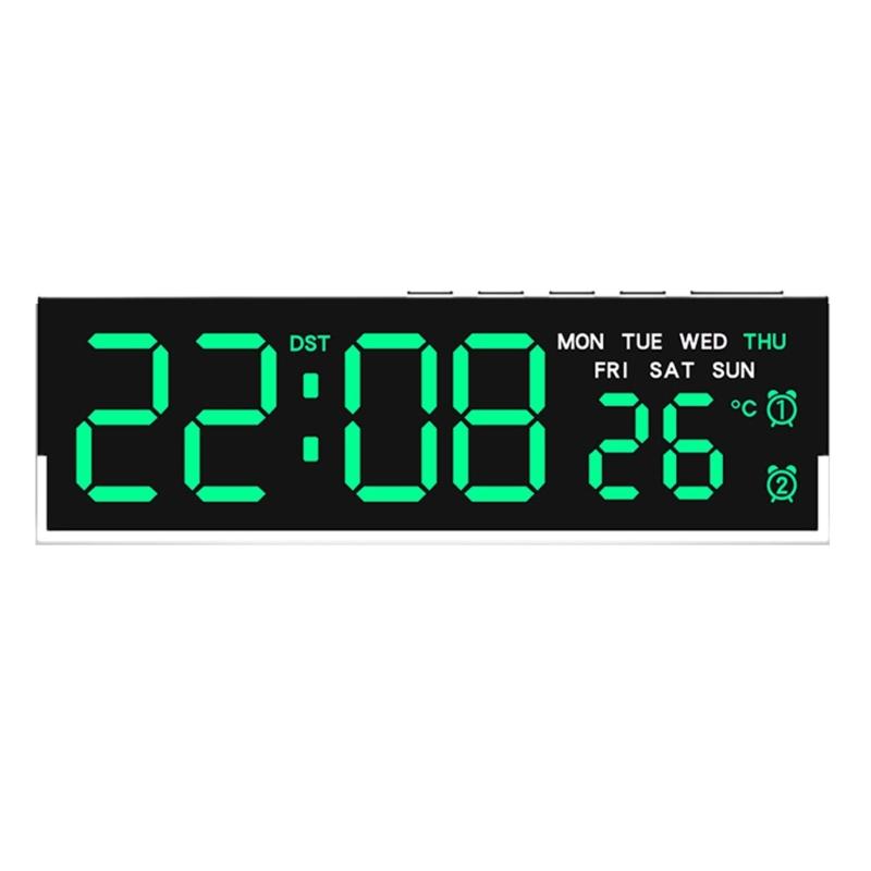 Night Light Digital Alarm Clock Electric Desk Clock with Indoor Temperature Loud Alarm Day of Week for Living Room