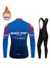 Men Winter Cycling Jersey Sets Thermal Fleece Bike Jersey + Bib Pants, Long Sleeve Cycling Clothing Sets for Man