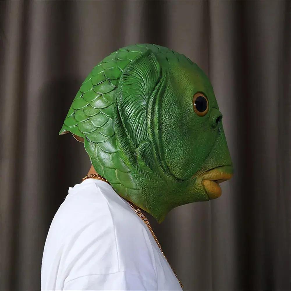 Ugly Green Fish Head Halloween Masks for Adults