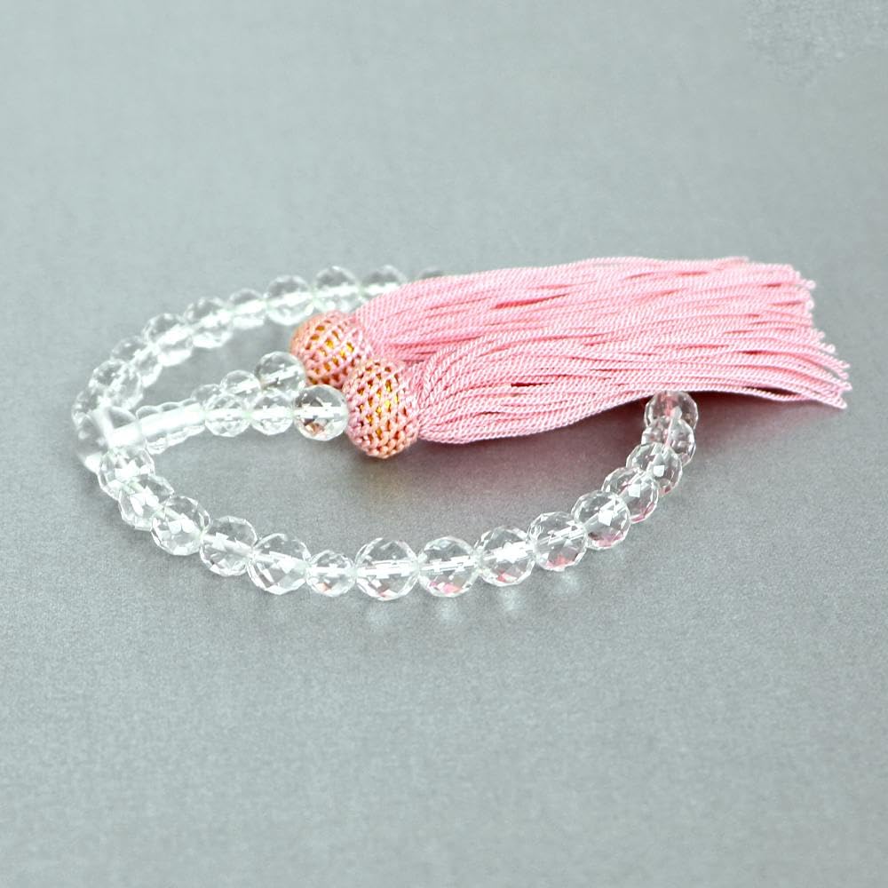 Kristall-Gebetsperlen, Kristallschliff-Gebetsperlen, Naturstein-Gebetsperlen für Frauen und Kinder, informelle Gebetsperlen [Schliffperlen/rosa Quasten]