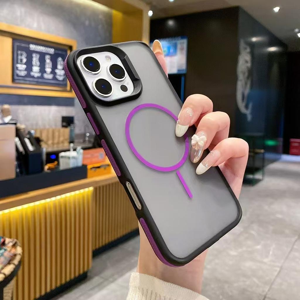 Suitable for Apple 16, Dual-color Skin-feel, Fine-ring Magnetic Case, Ip16/15/14pm Style Armor Full Cover Protective Case