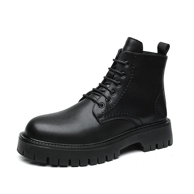 

Мужская обувь весна новая толстая подошва боковая молния квадратный каблук ботинки хайтопы внешняя торговля мода универсальный британский стиль ботинки Мартин 44