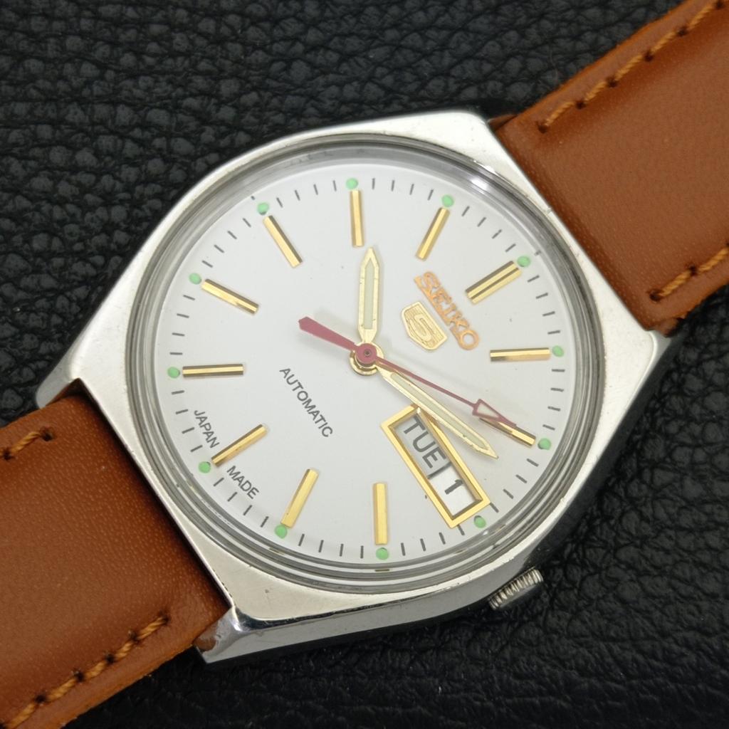 Seiko 5 AUTOMATIC VINTAGE 6309A JAPAN MENS WHITE COLOR DIAL WATCH A702624-1