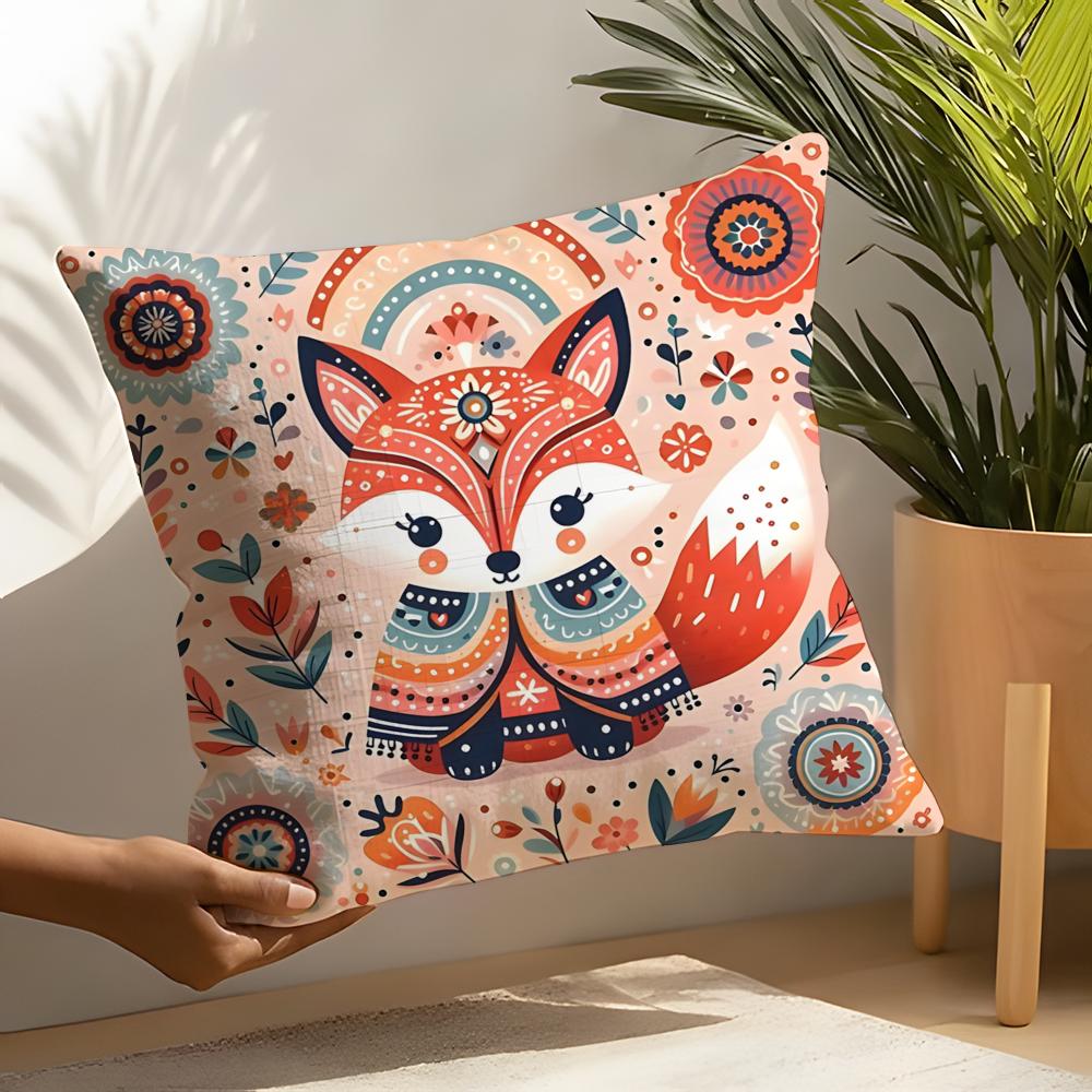 Colorful Retro Animal And Flower Prints Pillow Case Home Living Room Decoration Linen Pillowcover Pillow Cases Cushion Cover