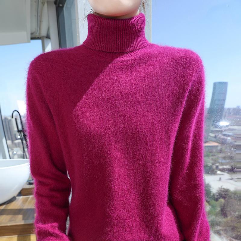 Damen Kaschmirpullover Qinghe Kaschmir 30% Kaschmir 30% Nerz 30% Wolle 10% Nylon Dicker Kaschmirpullover für Damen im Herbst und Winter, weich und warm