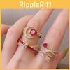 Stunning Pink Diamond Butterfly Knot Adjustable Ring For Women Stylish And Elegant Design