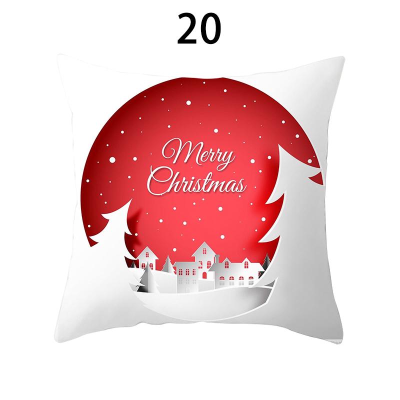 Merry Christmas Cushion Cover Xmas Pillowcase Happy New Year Navidad Santa Claus Red Pillow Cover Ornament Gifts Home Decor