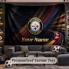 Wall Hanging Tapestry Custom NamePittsburgh Steelers Pattern Personalized Printed Fabric Wall Decor
