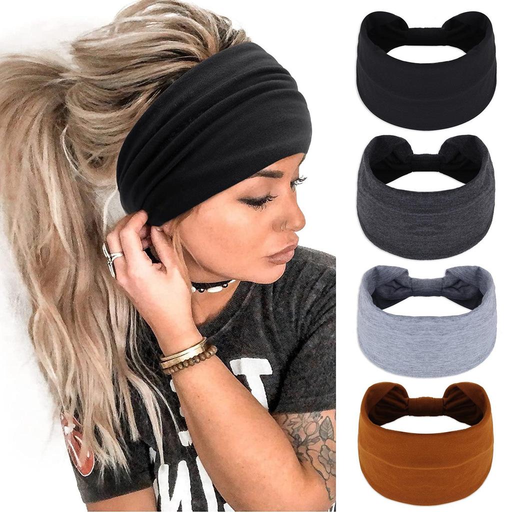 Cross-Border Women's Wide Cotton Elastic Sports Headband
