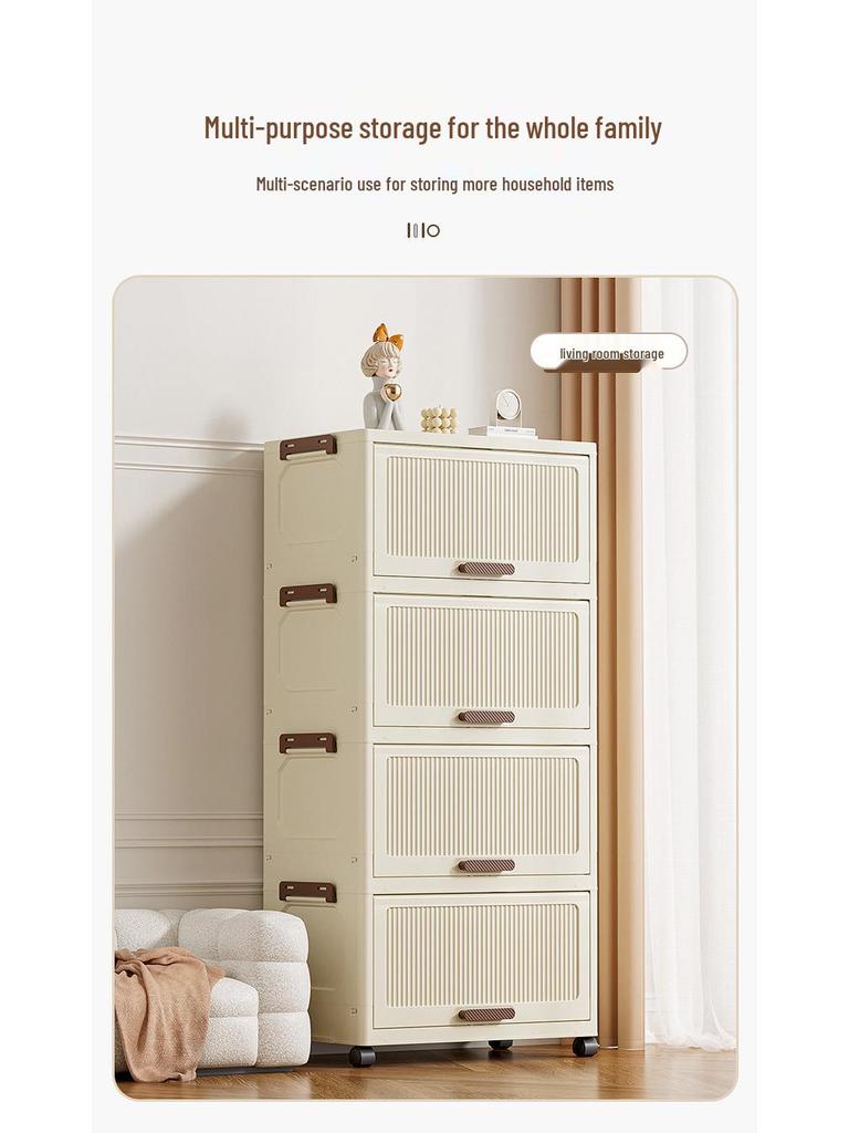 Stackable Flip-Top Clothes Cabinet with Wheels - Large Folding Storage Box with No Assembly Required