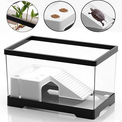 Aquarium Turtle Tank with Multi-Functional Area Hermit Box Warming Ramp Reptile Habitat