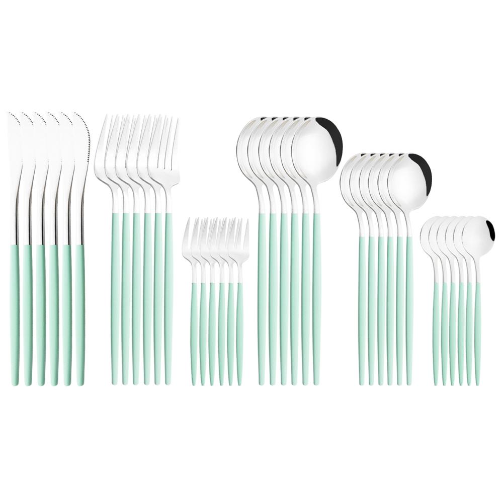 36Pcs/Set Gold Dinnerware Cutlery Set Knife Cake Fruit Fork Coffee Spoon Flatware Silverware Stainless Steel Party Tableware Set