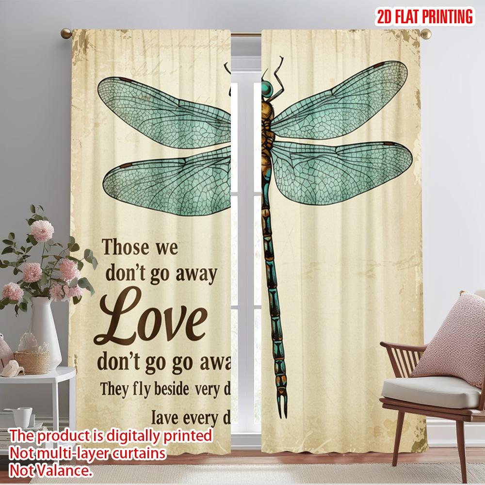 

2pcs 2D flat printing Curtains Dragonfly Love Fly Beside Polyester Without Electricity All Season Party & Holiday Decor Perfect 52.50×116.00 CM 2pcs