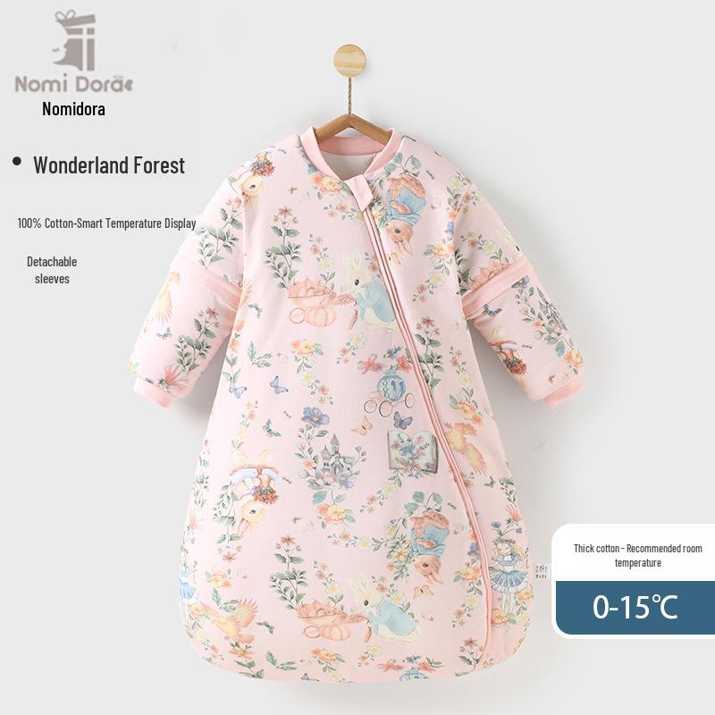 Detachable Washable Toddler Sleeping Bag - Autumn/Winter Down Cotton, Anti-Kick, Anti-Startle, Thickened Quilted Design