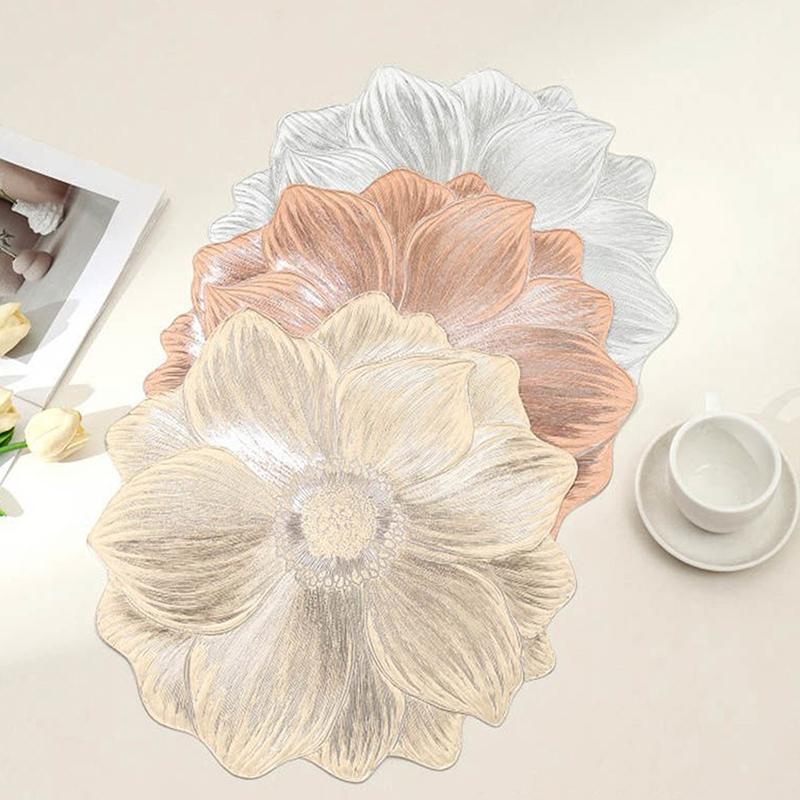 New Lotus-Shaped Heat-Resistant Placemat Decorative Washable Table Pad Coasters For Home Party Wedding Decoration