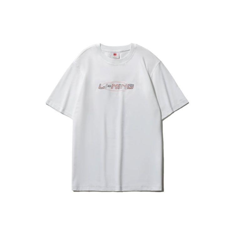 Li Ning Casual Printed Short Sleeve T-Shirt Unisex Tops White AHSR367-4