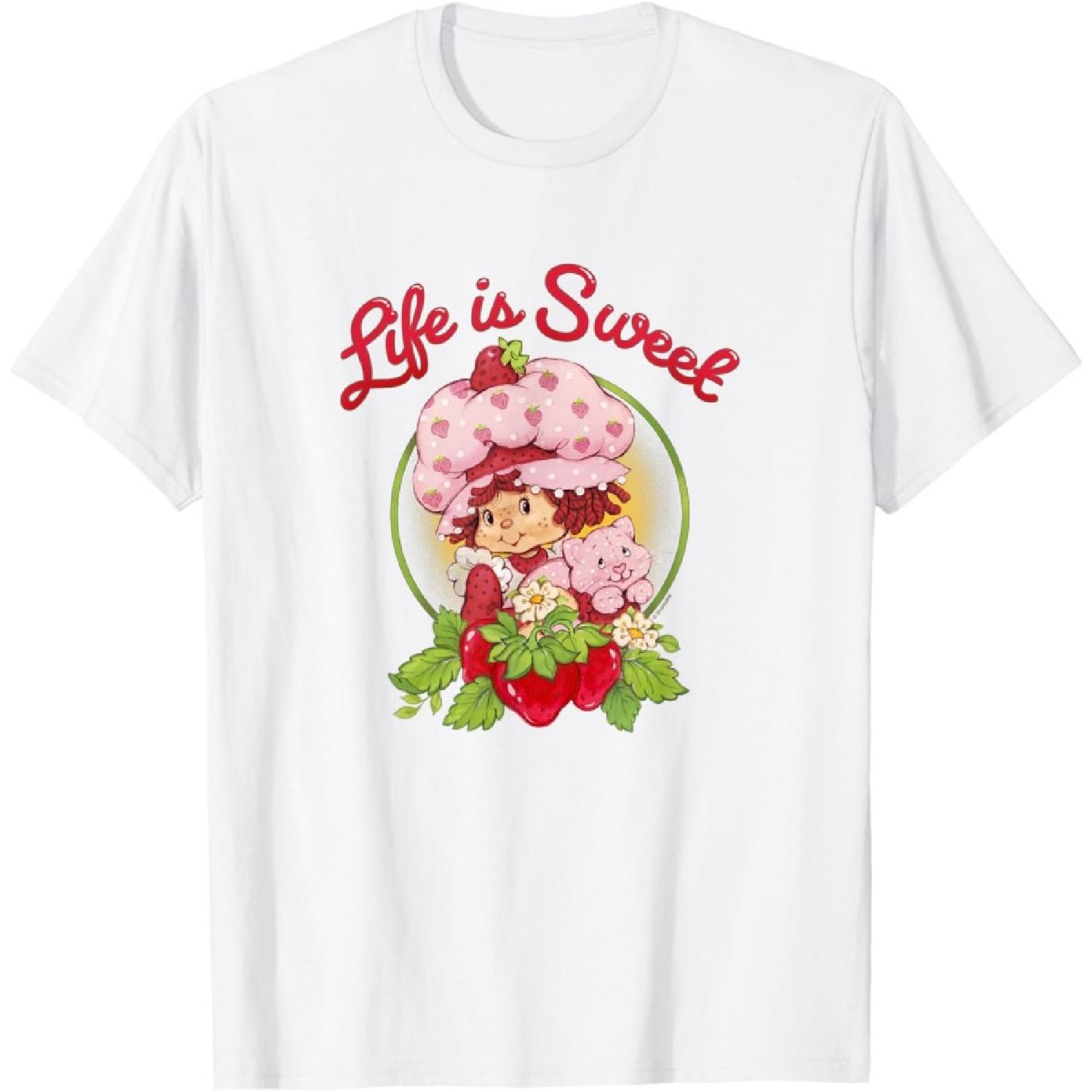 Клубничный Шорткейк Жизнь Прекрасна Заварной Крем Китти Винтажная Футболка S