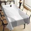 1pc Beautiful Art Gray Geometric Line Texture Print Rectangular Tablecloth with Scalloped Edge Polyester for Home Kitchen Hotel