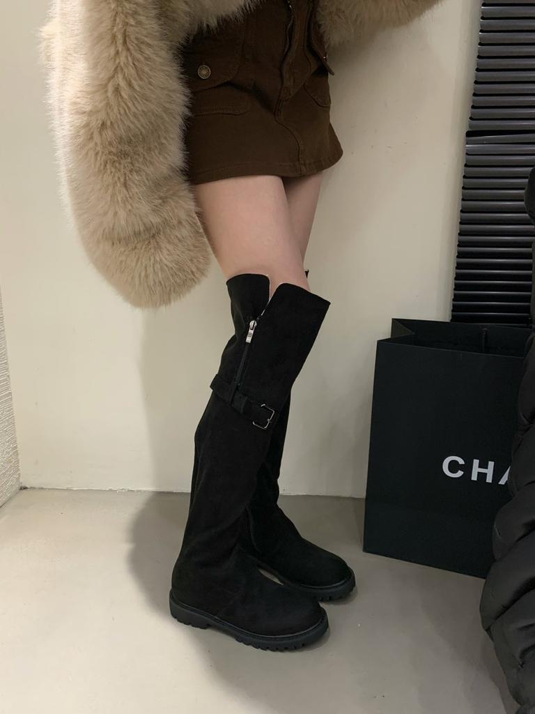 Skinny Over-Knee Boots Lamb Fur Tall Boots Snow Boots Boots Women's Boots Suede Boots Velvet Brown Snow Boots