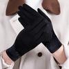 Women's Winter Touchscreen Gloves - Thickened Windproof Cold-Proof Hand Warmers with 3-Button Wrist Closure, Fingers for Smartphone Use