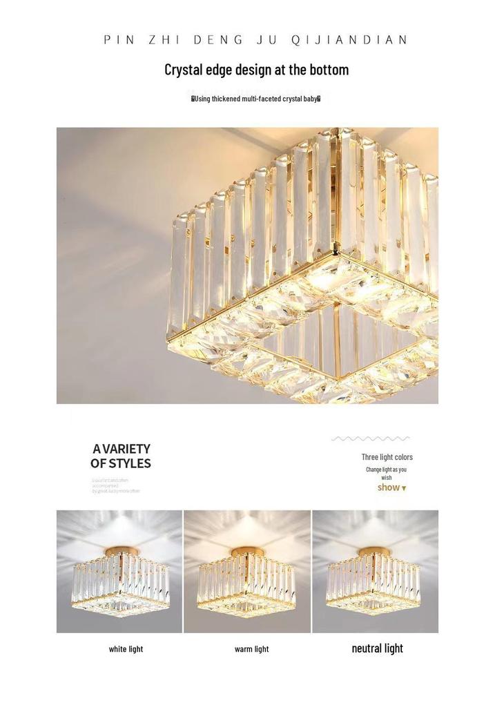 Luxury Crystal Ceiling Light for Nordic Room, Hallway, Entrance, Balcony, or Dining Room - Round/Square Luminaire.