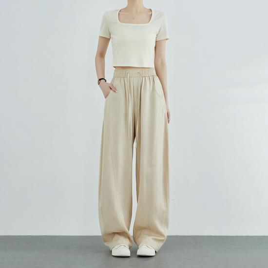 Small Tencel Linen Wide-Leg Women s Banana Pants - 2026 Summer Collection Large