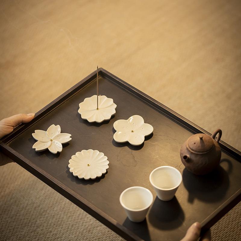 Flower Pattern Incense Stick Holder Incense Burner Stick Holder Line Plate Sandalwood Coil Base Studios Home Decoration Gift