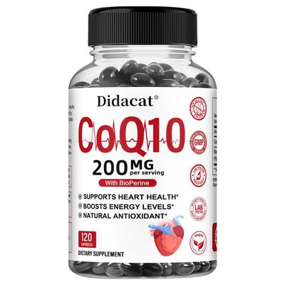 Kapsułki z koenzymem Q10 200 mg, wysoki wskaźnik wchłaniania 95%, ekstrakt z czarnego pieprzu - w pełni naturalny koenzym Q10 120 kapsułek