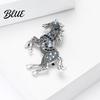 Retro Horse Brooch Vintage Rhinestone Alloy Running Lapel Pin Sweater