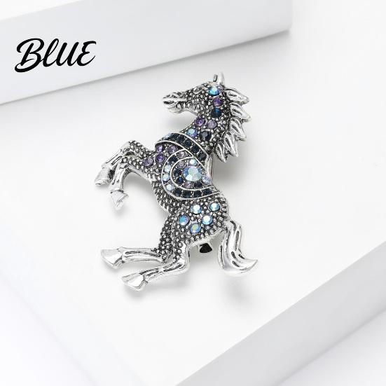 Retro Horse Brooch Vintage Rhinestone Alloy Running Lapel Pin Sweater