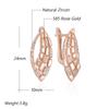 Rose Gold Color Ethnic Bride Drop Earrings For Women Hollow Pattern Natural Zircon Accessories Daily Fine Jewelry