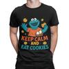 Keep Calm And Eat Monster Vintage Funny Graphic 100 Cotton TShirt sSesame Street Tops Tees For Unisex