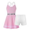 Kinderbekleidungsset, Tennisanzug, ärmelloses Tenniskleid mit Innenshorts, Mädchen-Tennissport-Trainings-Workout-Kleid-Outfits