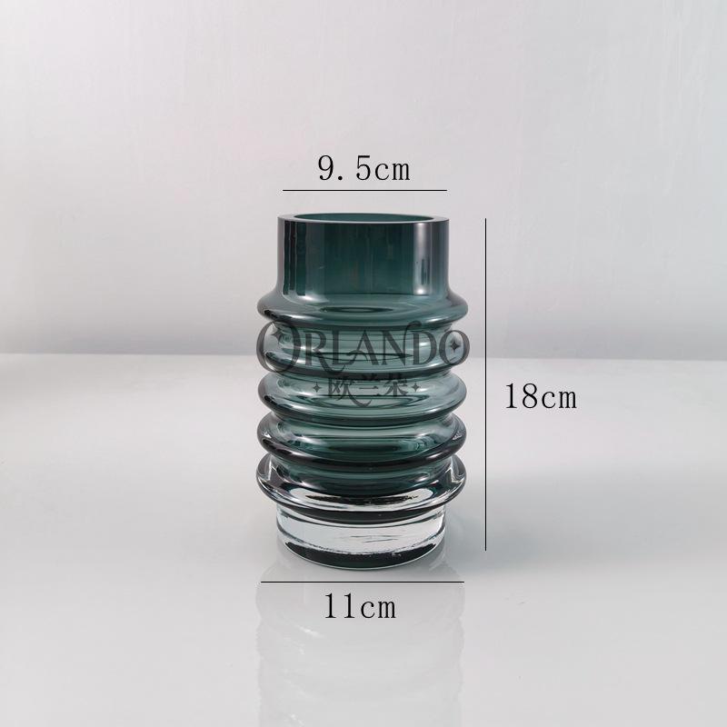 European Retro Striped Glass Vase for Home Decor