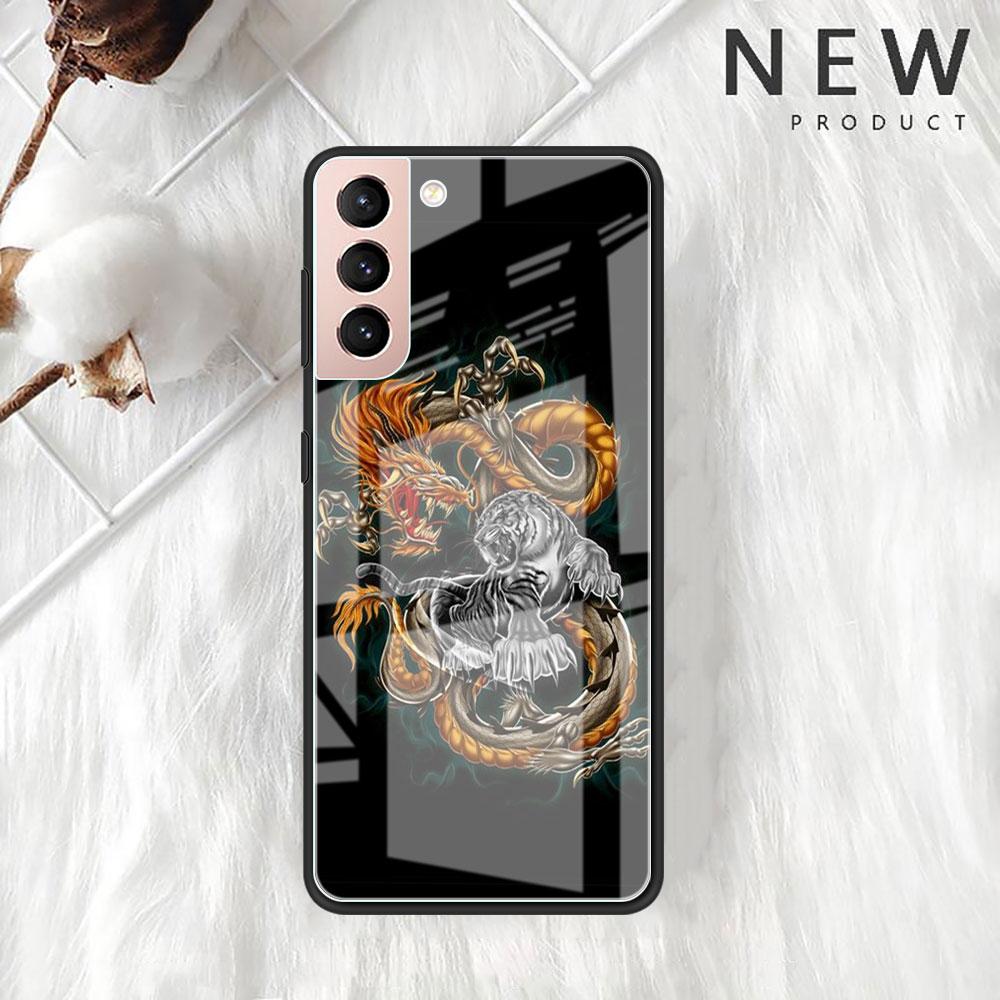 Husă de Sticlă cu Animal Tigru Pentru Samsung Galaxy S22 S20 FE S21 Plus Husă Telefon S10 5G S9 Note 20 Ultra 10 Lite Carcasă