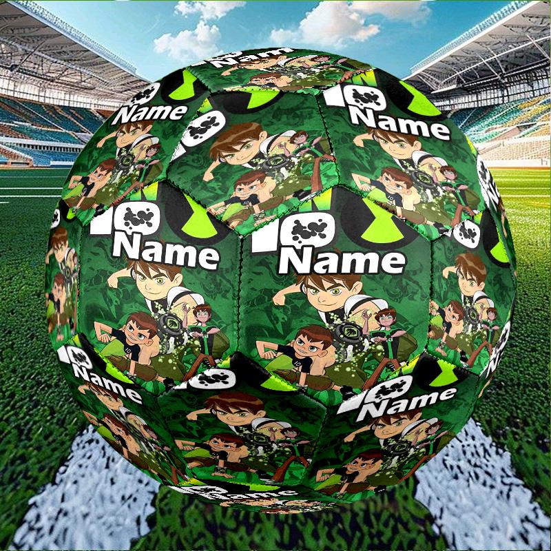 Custom Name Personalized Ben 10 Cartoon Print Size 5 Soccer Ball Training & Match Football, for Team, Kicking, Gift for Football