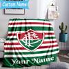 Custom Name Fluminense Fc Crest Flannel Blanket, Use for Birthday/Holiday Gift, Soft Blanket for Sofa/Bed/Camping/Office, Home Decor