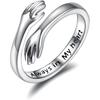 Pierścionki Hug z próby 925 Sterling Silver dla Kobiet Kocham Cię na Zawsze Pierścionek Hug Regulowany Pasek Biżuteria Prezent dla Nastolatek Par Pierścionki Dłonie Przytulające Posrebrzane