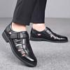 Summer Leather Sandals Hole Leather Shoes Bag Head Hollow Father Breathable Leisure