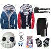 Undertale Sans Cosplay Set Hoodie Shorts Long Socks Mask Gloves Keychain**