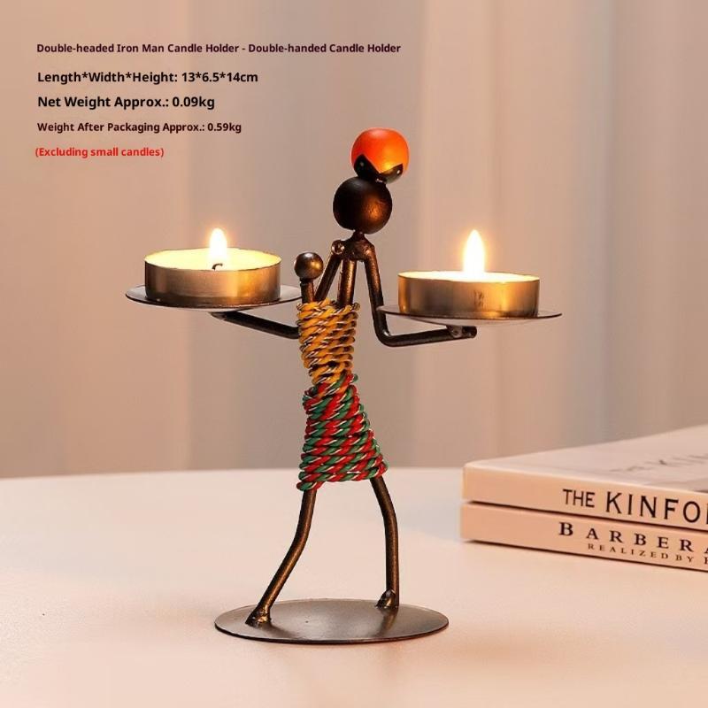 Nordik Şamdan Demir Yaratıcı Retro Masaüstü Süsü Mumluk Soyut El Sanatları Ev Bar Dekorasyonu