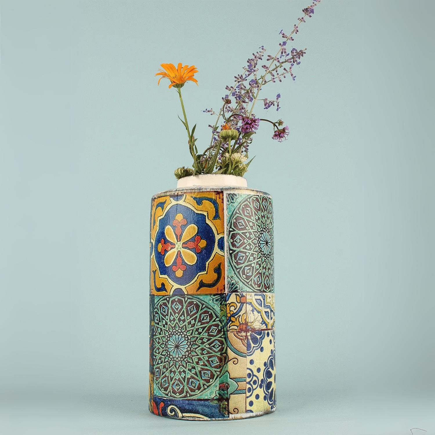 

Marcher Handmade Ceramic Patterned Vase 24 cm зелений