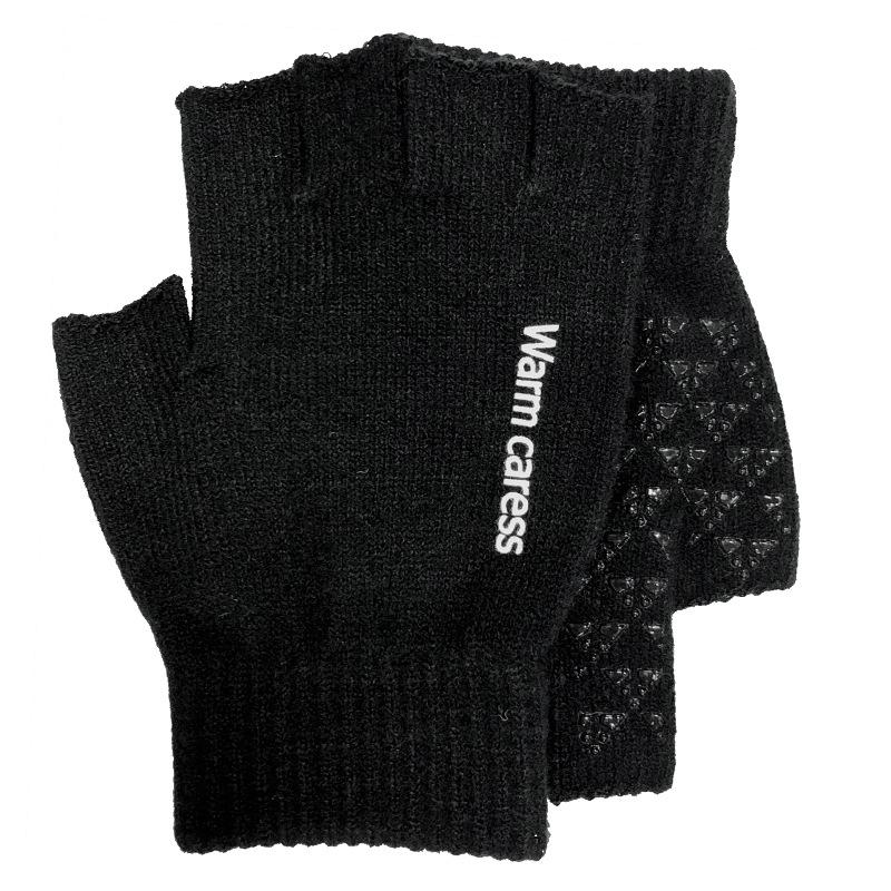 Half-finger Men's Gloves Autumn and Winter Dew Two-finger Thickened Warm Touch Screen Plush Wool Cold-proof Outdoor Cycling Knitting
