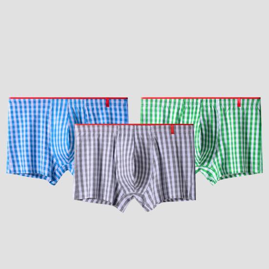 Pánské boxerské spodní prádlo Pružný pás v polovině pasu Kostkované šortky Kalhotky U-konvexní Prodyšné kalhotky Denní nošení