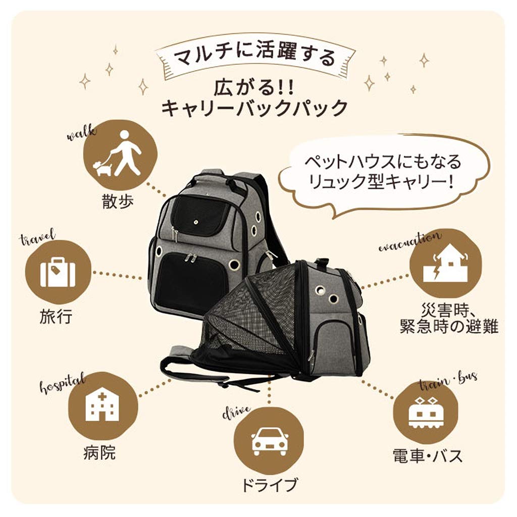 Emour Geantă Rucsac Transportor Câine Pisică Animal de Companie Gri Simplu Căsuță Pliabilă