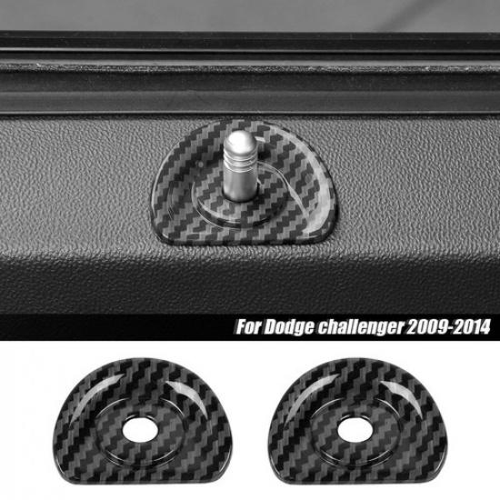 Interior Door Lock Pin Trim Cover Decor For Dodge Challenger 09-14 Carbon Fiber