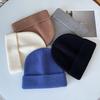 Plain Knit Hat for Men and Women, Autumn and Winter, Large Head Circumference, Warm Ear Protection, Face Slimming Beanie