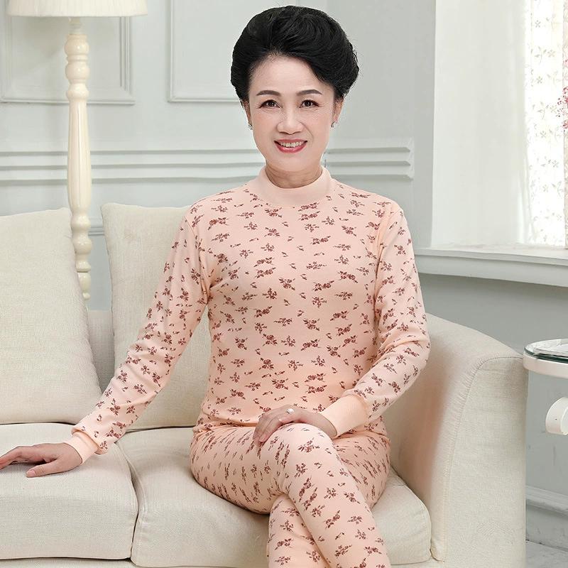 Women's Pure Cotton Thermal Underwear Set for Middle-Aged and Elderly - Thin Large Size Autumn Winter